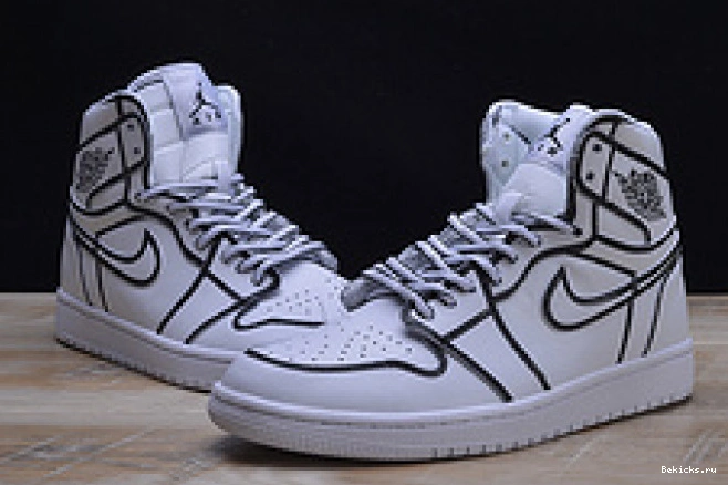 Cheap BK jordan hand-painted 3d pencil” nike mens retro air “comic 1 aa4724-110 white 1203